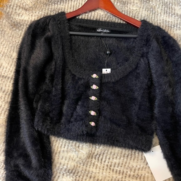 For love and lemons 🍋 Cropped fur cardigan. It’s brand new with Tags on. - Picture 2 of 5